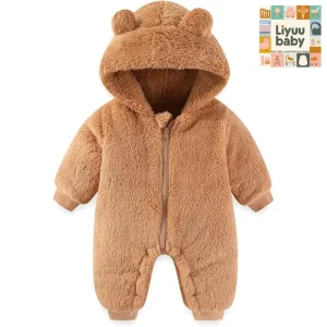 Newborn Baby Bear Onesie Outfit – Suit Girls Boys Hooded Winter Snowsuit