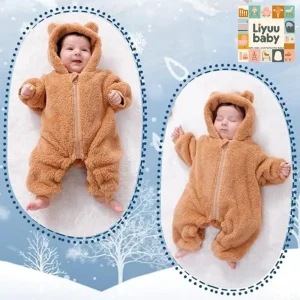Newborn Baby Bear Onesie Outfit - Suit Girls Boys Hooded Winter Snowsuit