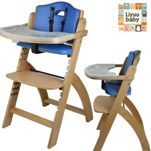 Abiie Beyond Junior Wooden High Chair with Tray – Adjustable High Chair for Babies