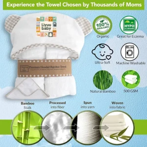 Channing & Yates Premium Boutique Organic Baby Bath Towel and Washcloth Set - Baby Hooded Towel for Boy & Girl