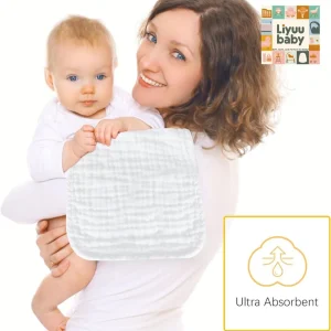 12 Pack Muslin Burp Cloths 100% Cotton Muslin Cloths Soft & Absorbent